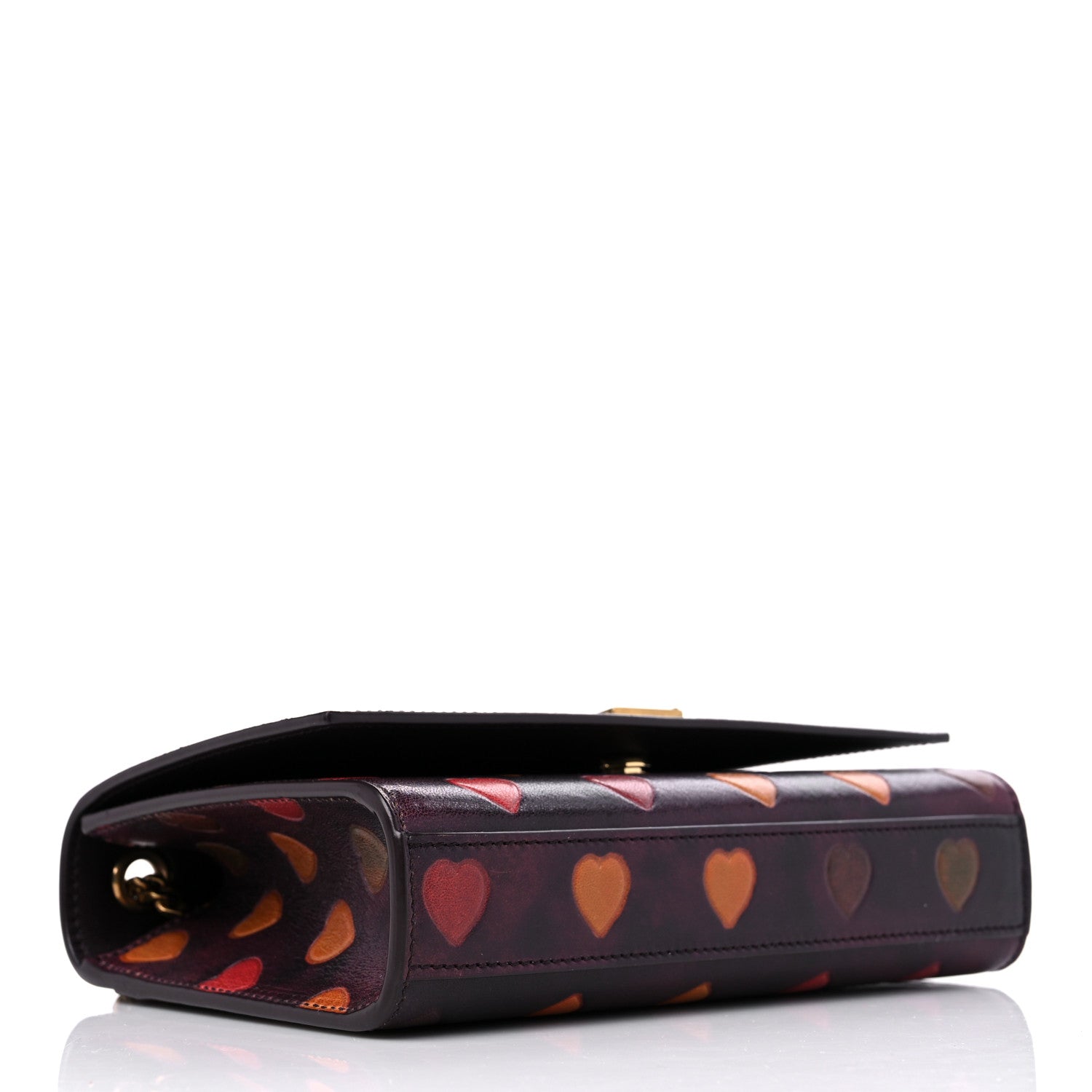 Saint Laurent Lambskin Heart Embossed Small Monogram Kate Satchel Mahogany Multicolor 4 of 10