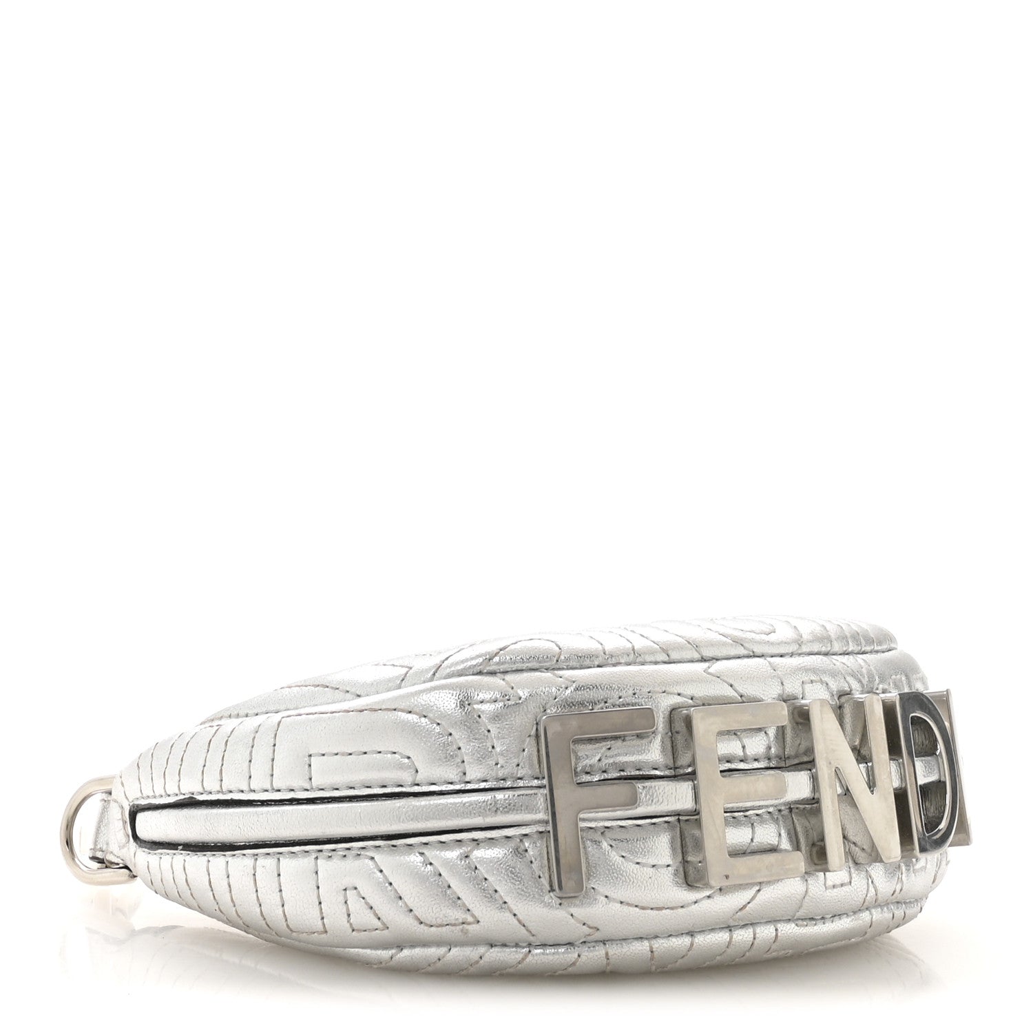 Fendi X MARC JACOBS Laminated Craquele Lambskin Nano Fendigraphy Hobo Charm Argento 4 of 8