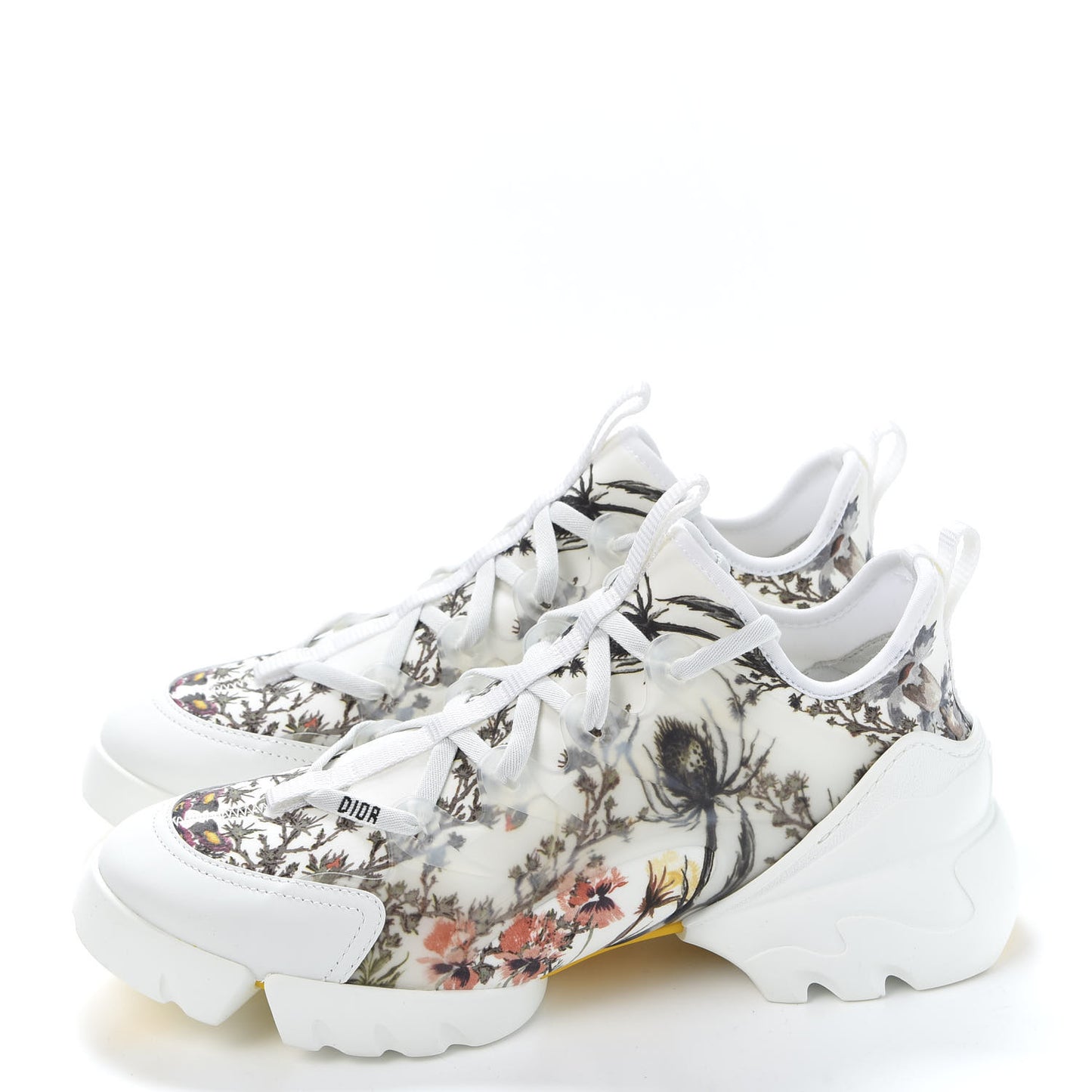 Neoprene Rubber Champetre Print Womens D-Connect Sneakers 40.5 White Multicolor