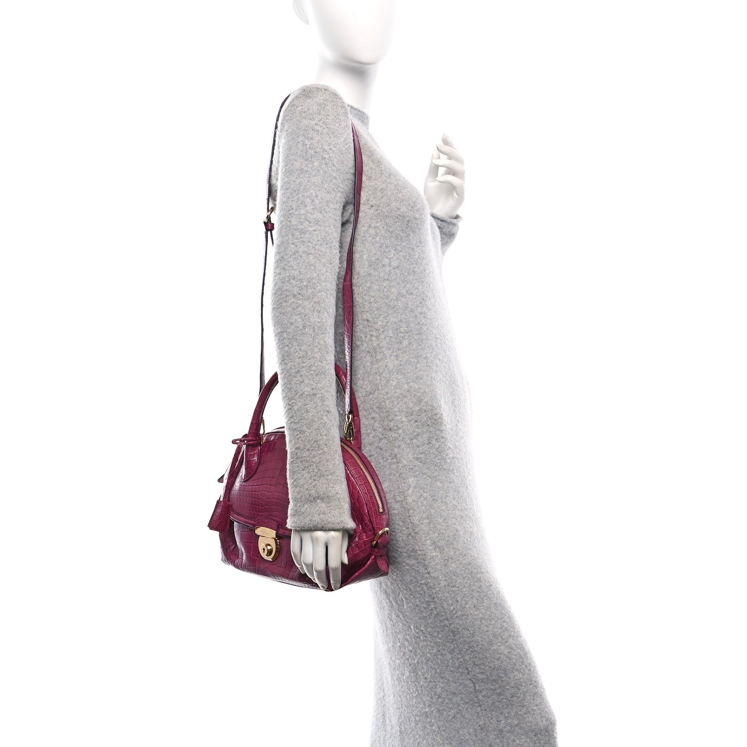 Salvatore Ferragamo Alligator Fiamma Bag Pink 2 of 9