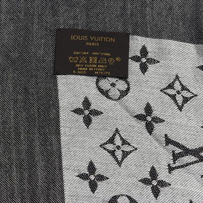 Louis Vuitton Silk Wool Monogram Denim Shawl Black 3 of 3