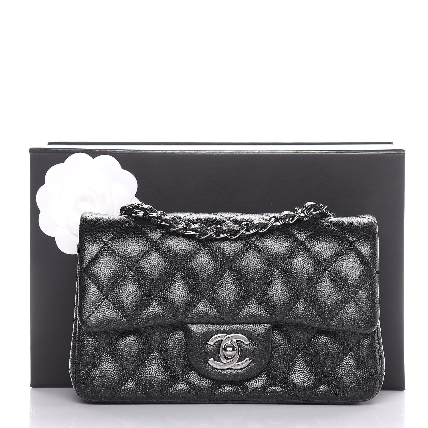 Chanel Iridescent Caviar Quilted Mini Rectangular Flap Black 13 of 13