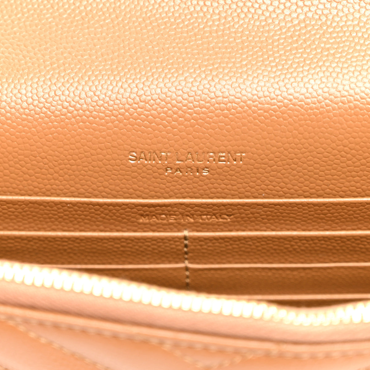 Saint Laurent Grain De Poudre Matelasse Chevron Monogram Envelope Chain Wallet Natural Dark 6 of 10