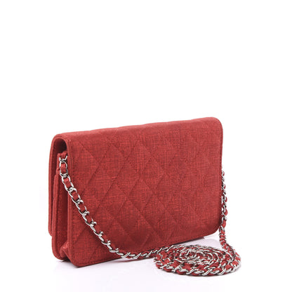 Chanel Metallic Iridescent Calfskin Wallet On Chain WOC Red 2 of 9