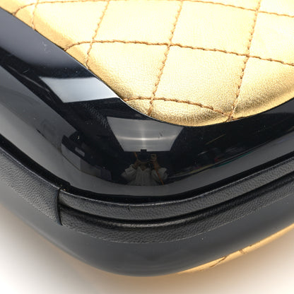 Chanel Lambskin Quilted Plexiglass Box Bag Black Gold 10 of 11