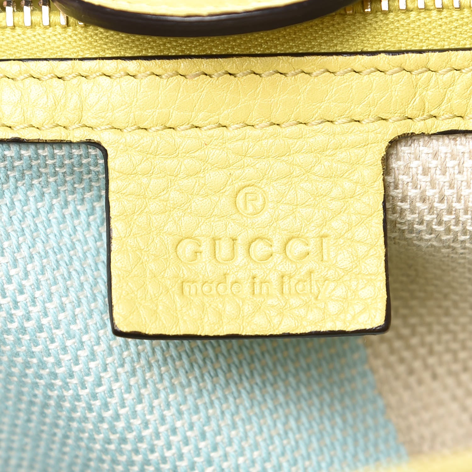 Gucci Calfskin Straw Large Bamboo Shopper Tote Citrus 11 of 13