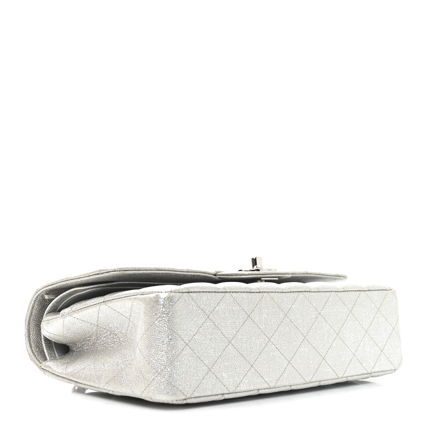 Chanel Glittered Metallic Caviar Quilted Medium Double Flap Silver 4 of 11