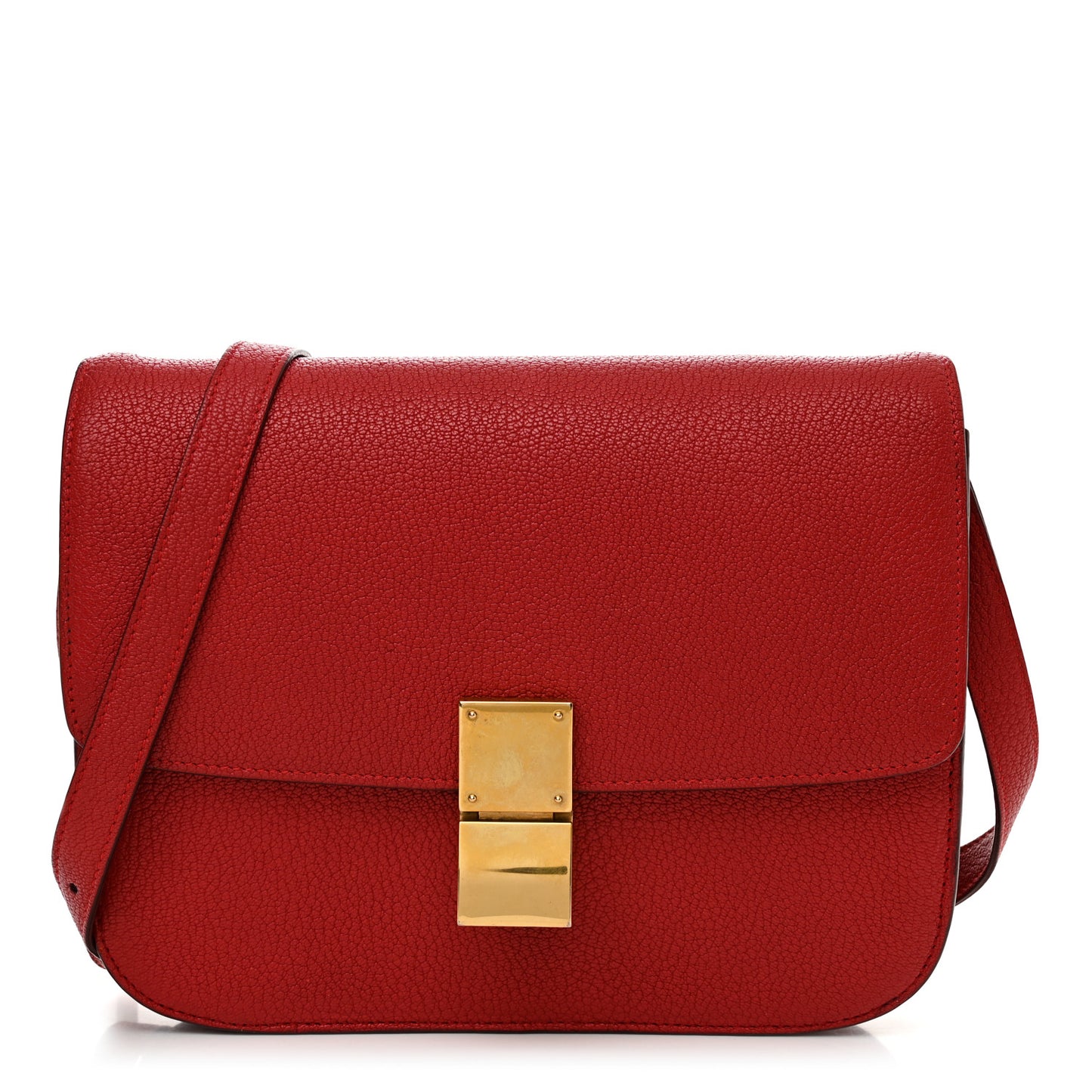 Goatskin Medium Classic Box Flap Bag Carmin