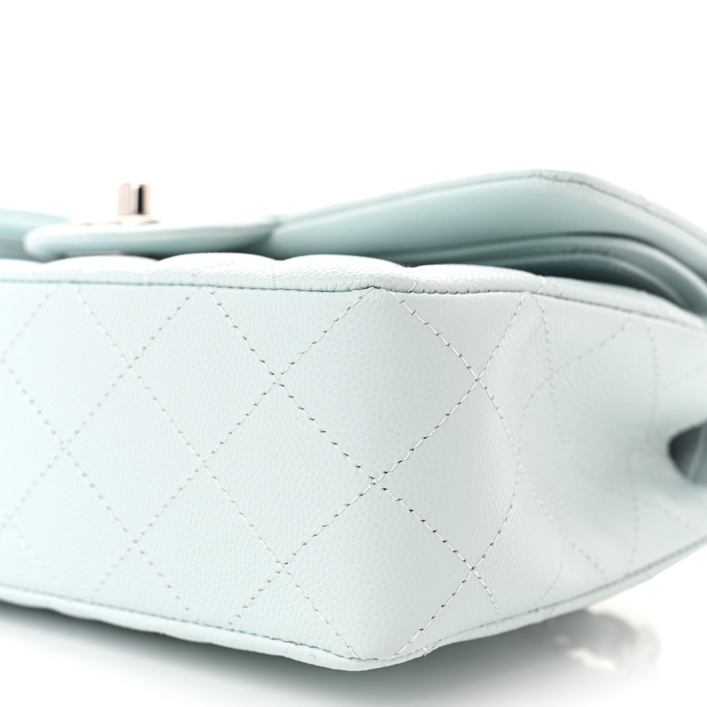 Caviar Quilted Small Double Flap Light Blue