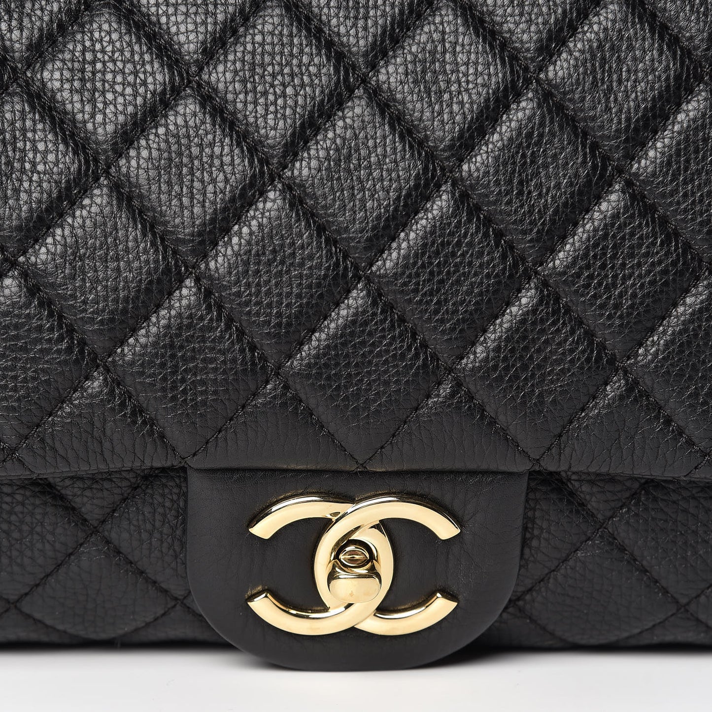 Calfskin Quilted XXL Travel Flap Bag Black