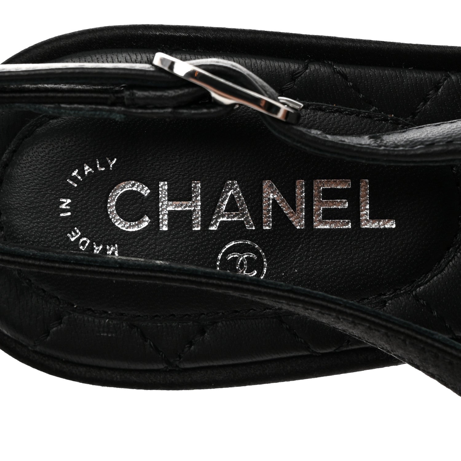 Chanel Silk Crystal Embellished Cap Toe CC Slingback Pumps 36.5 Black 6 of 10