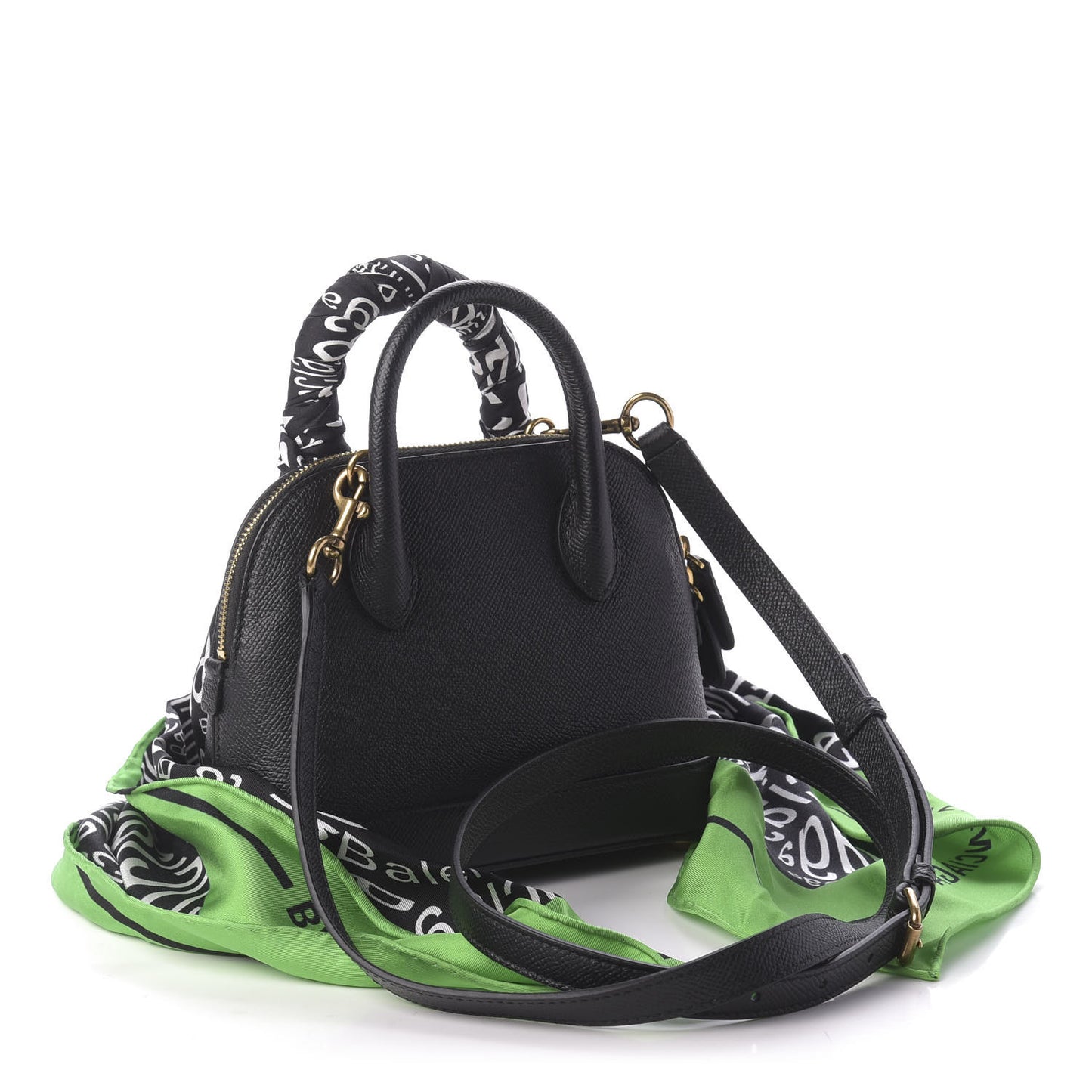 Grained Calfskin XXS Ville Top Handle Bag Scarf Black