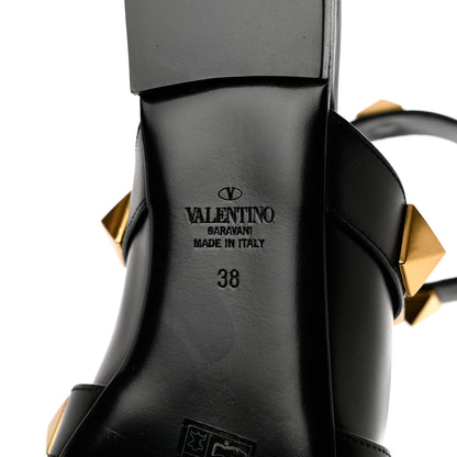 Valentino Garavani Calfskin Roman Stud Ankle Strap Flat Mules 38 Black 8 of 9