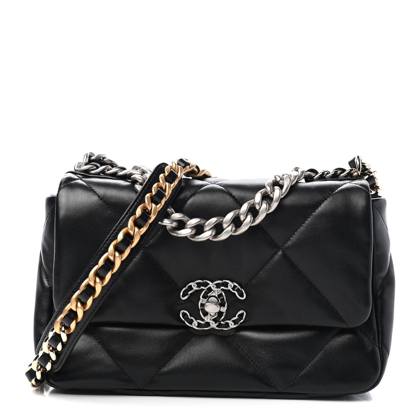 Lambskin Quilted Medium Chanel 19 Flap Black