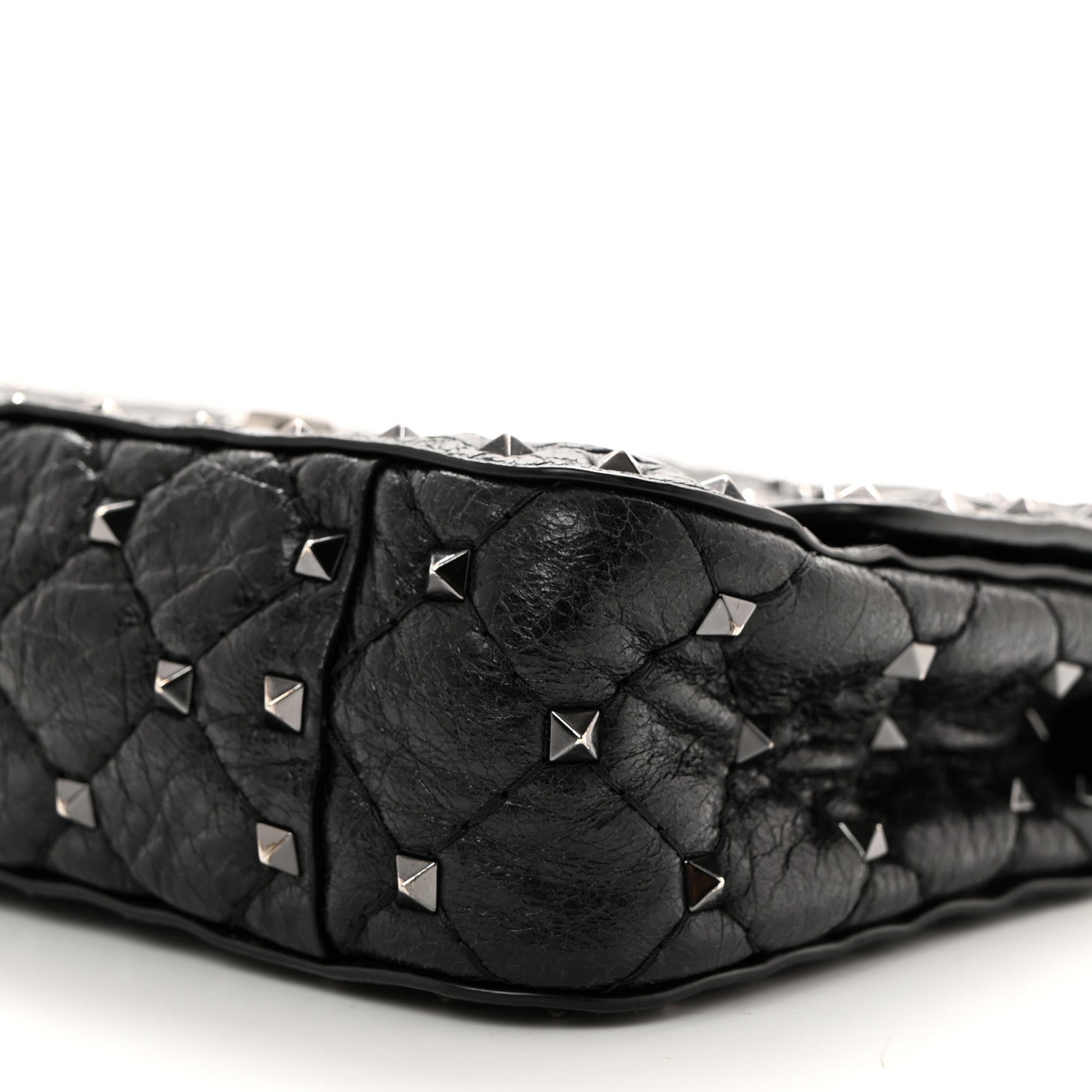 Valentino Garavani Craquele Nappa Small Rockstud Spike Shoulder Bag Black 9 of 12