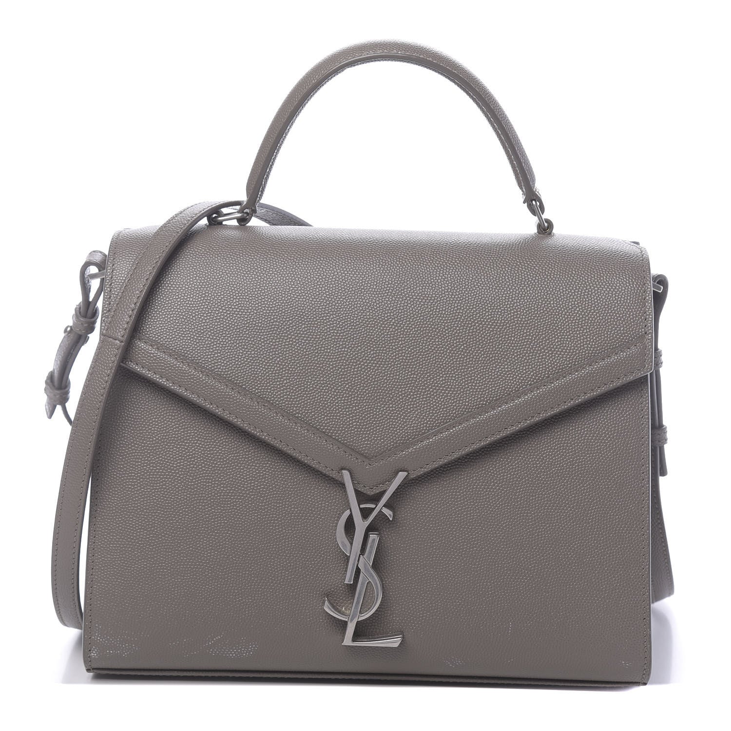 Saint Laurent Grain de Poudre Medium Classic Monogram Cassandra Top Handle Fog 1 of 13