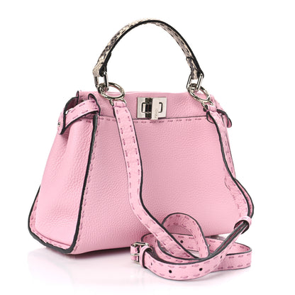Fendi Cuoio Romano Snakeskin Selleria Mini Peekaboo Iconic Satchel Acquerello White 3 of 9