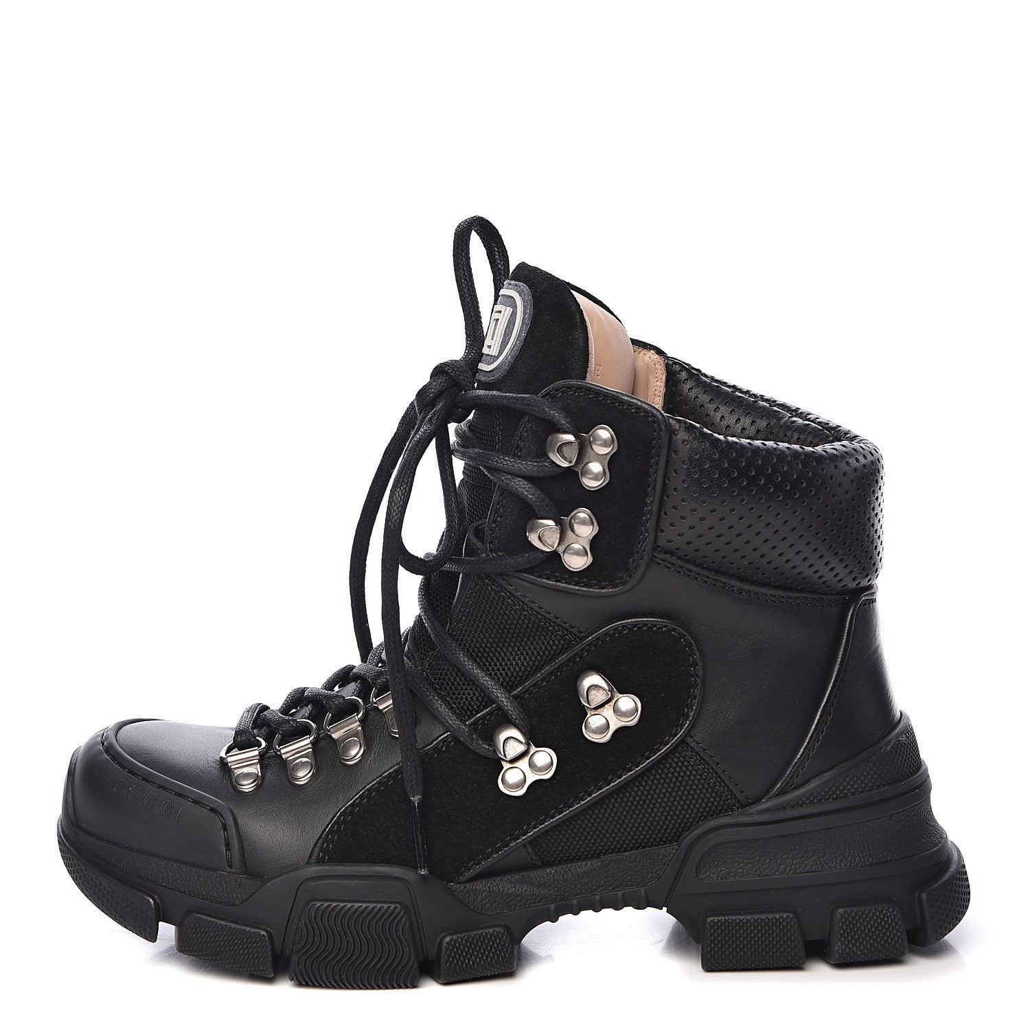 Gucci X SEGA Calfskin Suede Technical Canvas Womens Flashtrek High-Top Sneakers 36.5 Black 1 of 10
