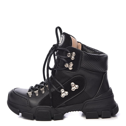 Gucci X SEGA Calfskin Suede Technical Canvas Womens Flashtrek High-Top Sneakers 36.5 Black 1 of 10