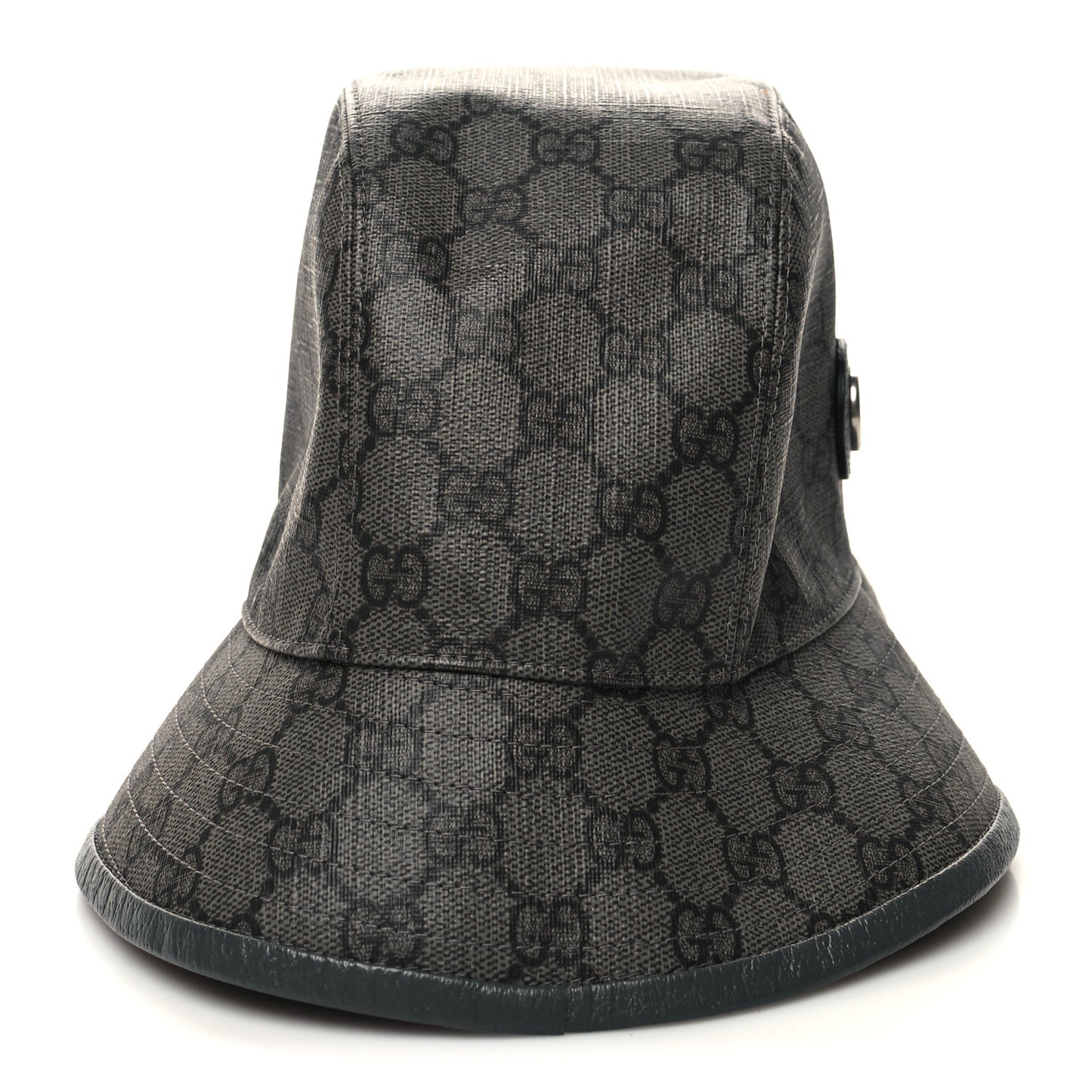 GG Supreme Monogram Textured Dollar Calfskin GG Blackie Fedora Hat M Grey Black Graphite