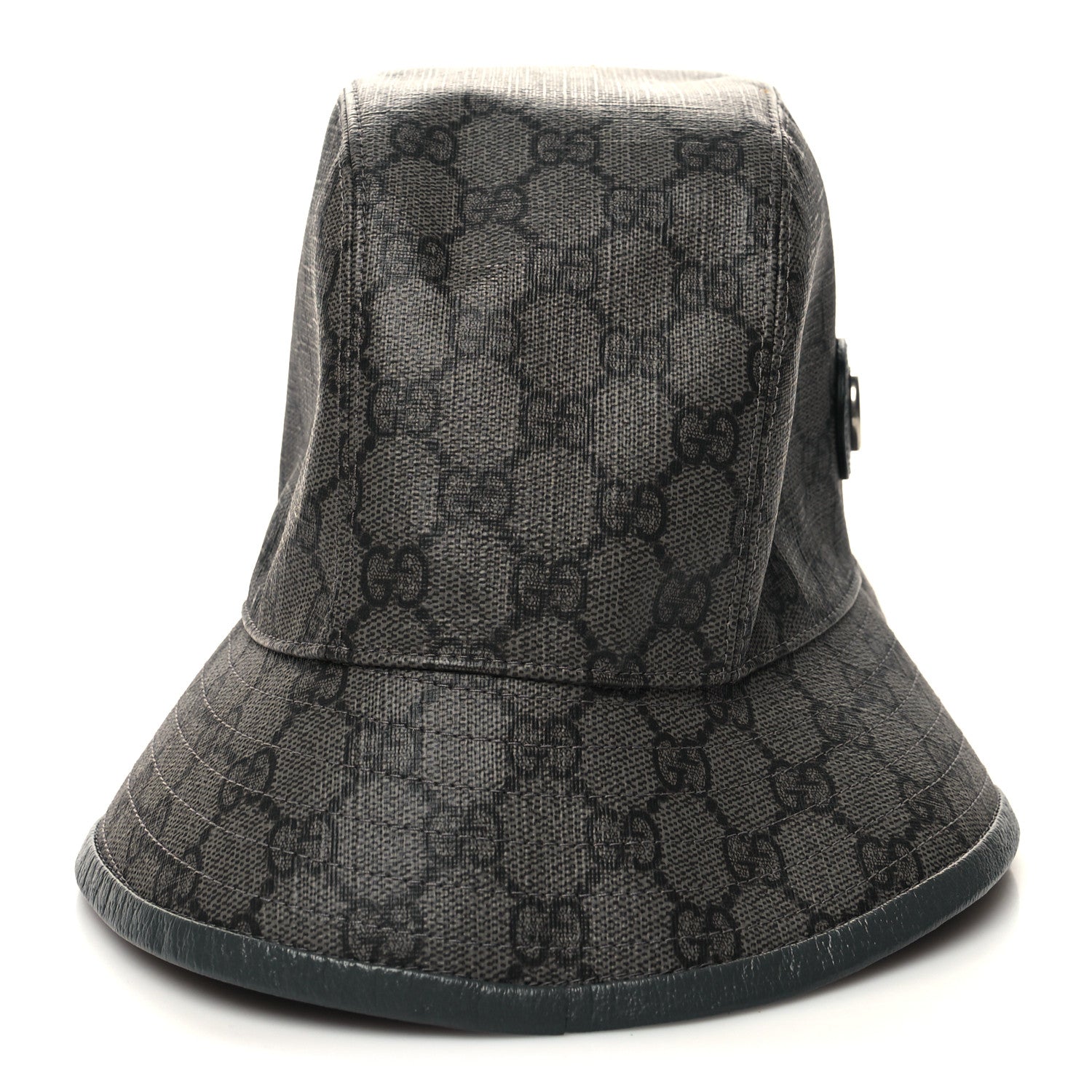 Gucci GG Supreme Monogram Textured Dollar Calfskin GG Blackie Fedora Hat M Grey Black Graphite 2 of 8
