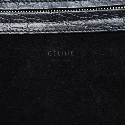 Celine Crocodile Embossed Calfskin Medium Phantom Luggage Black 6 of 12