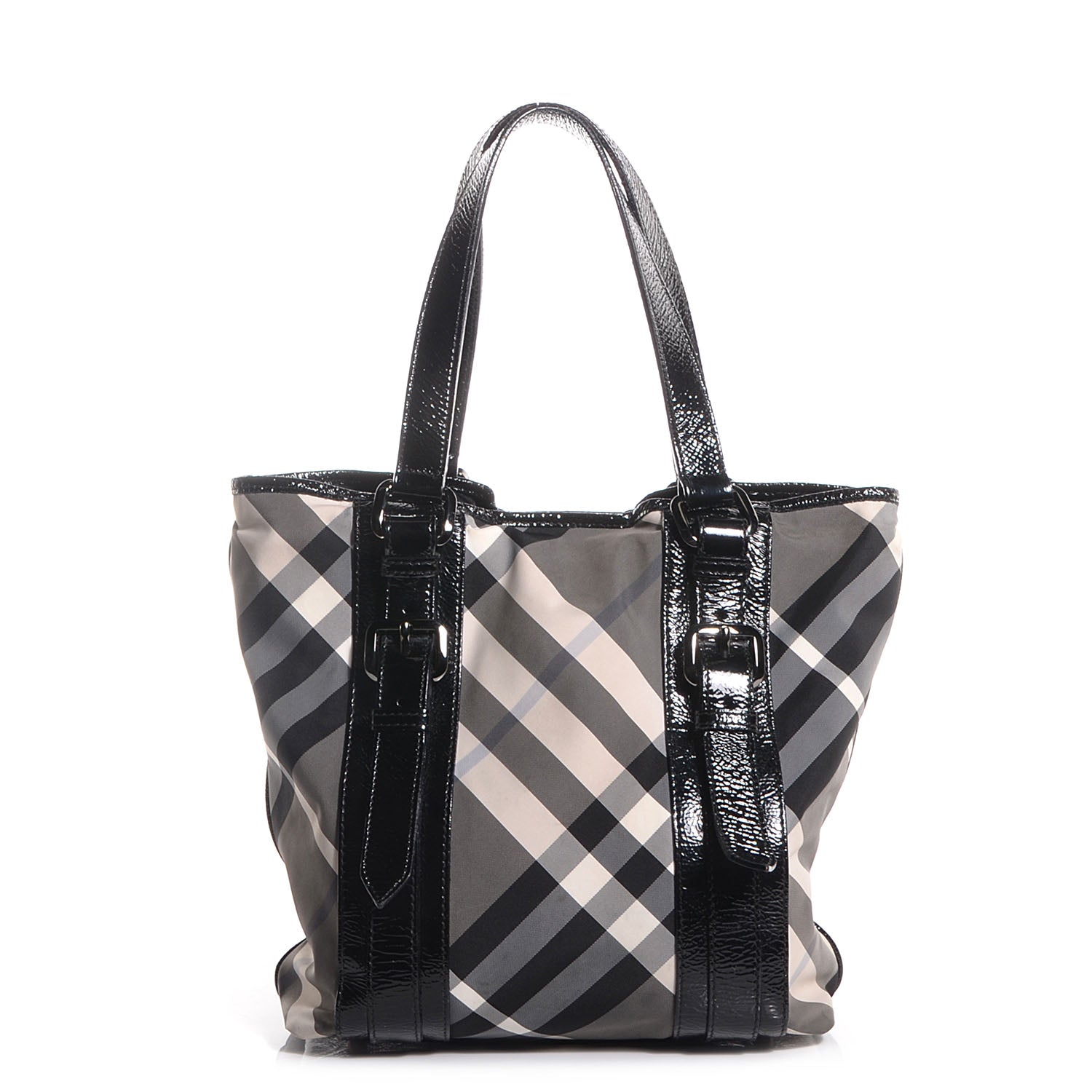 Burberry Nylon Beat Check Medium Victoria Tote Black 1 of 9