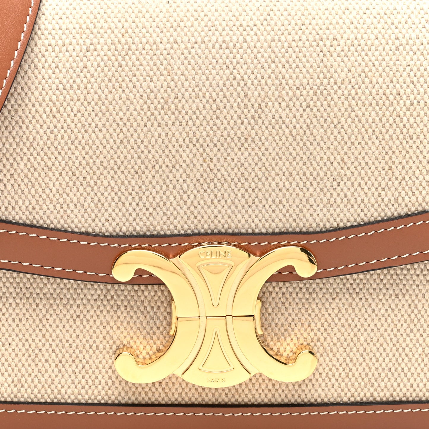 Textile Calfskin Teen Triomphe Bag Natural Tan