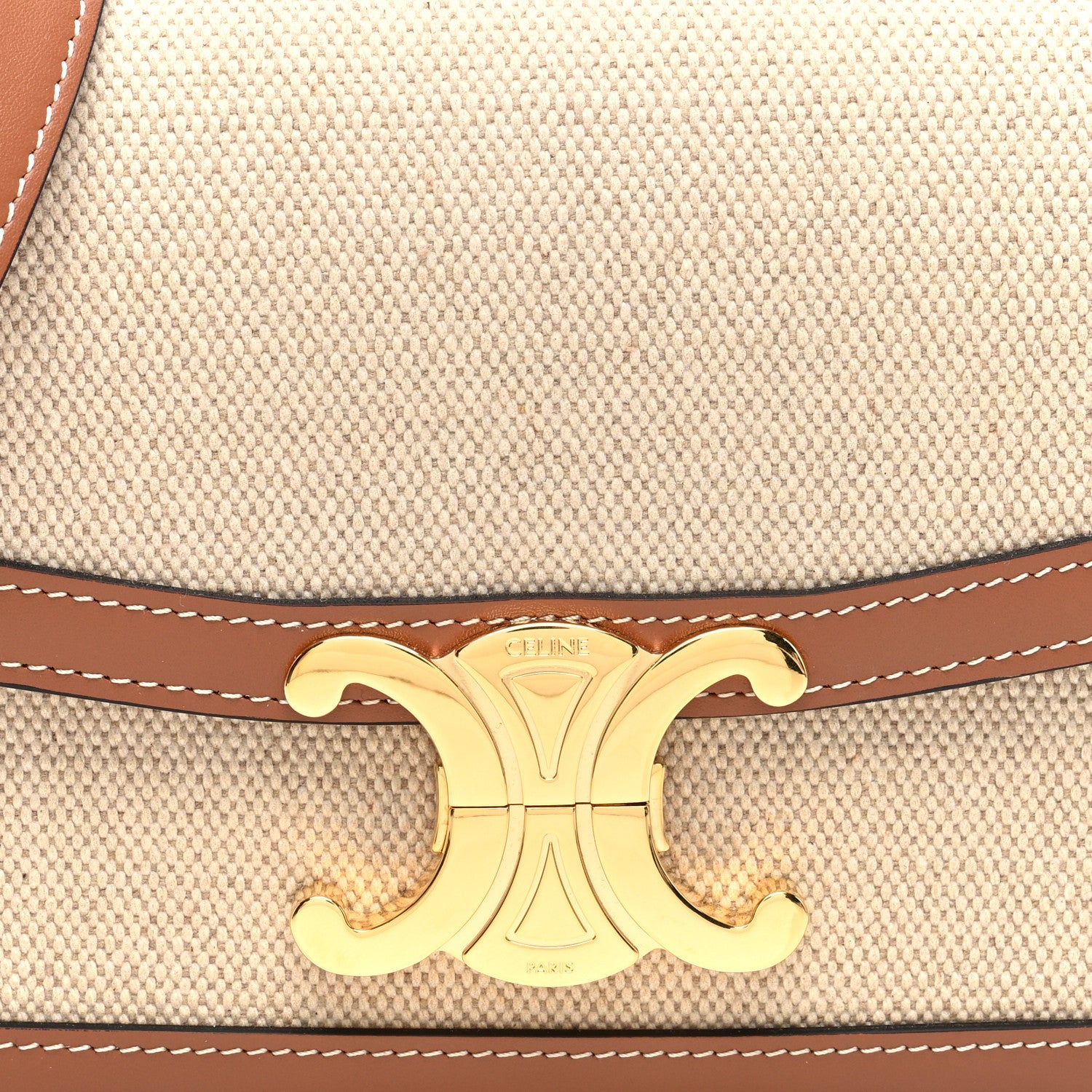 Celine Textile Calfskin Teen Triomphe Bag Natural Tan 7 of 9