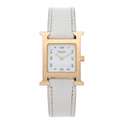 Hermes Stainless Steel Epsom 21mm Heure H Hour Quartz Watch Blanc 1 of 5