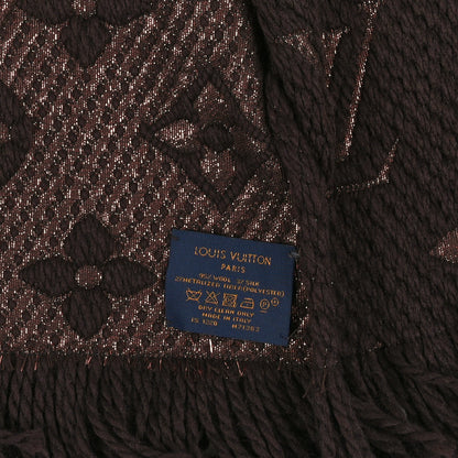 Louis Vuitton Wool Silk Logomania Shine Scarf Marron 3 of 3