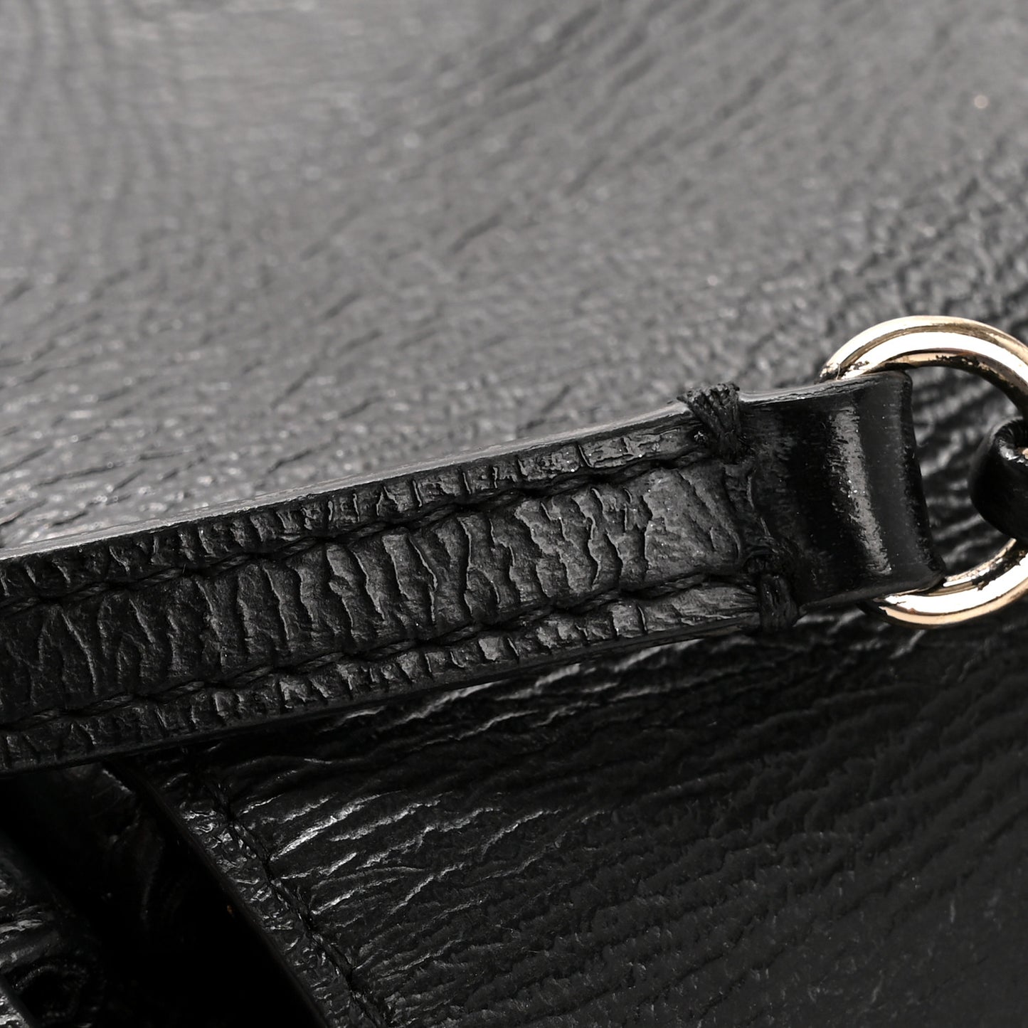 Glazed Calfskin Quilted Double Pocket Crossbody Flap Black