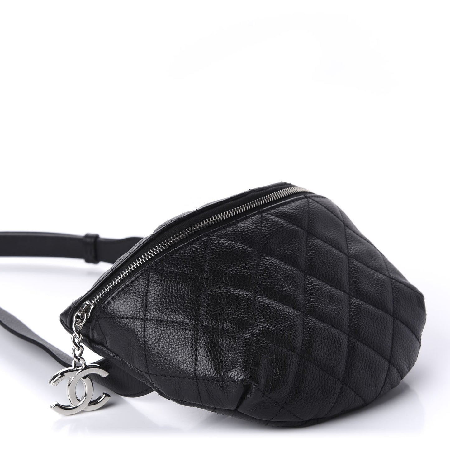 Grained Calfskin Quilted Waist Belt Bag Black