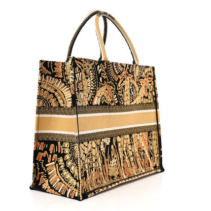 Christian Dior Canvas Embroidered Dior Animals Giraffe Book Tote Yellow Multicolor 3 of 10