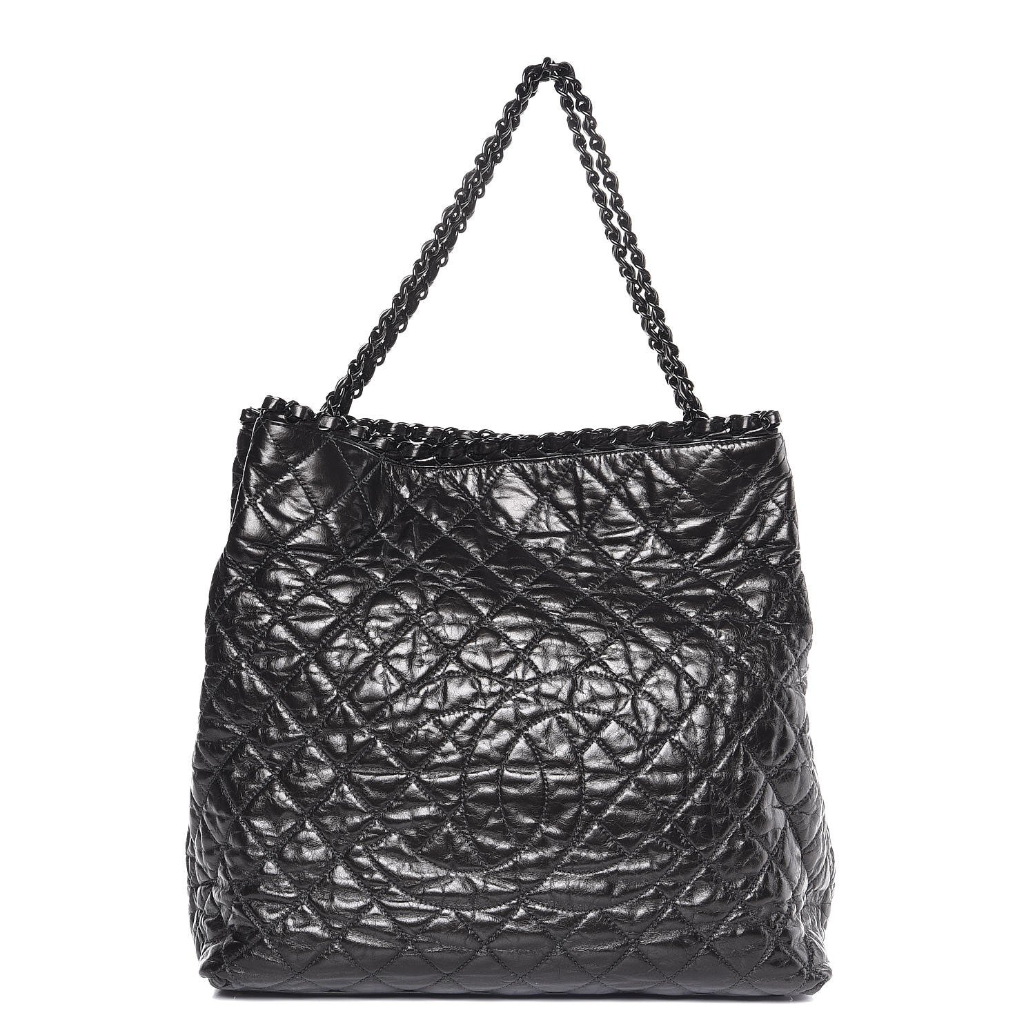 Chanel Glazed Calfskin Quilted Large Chain Me Tote Dark Grey 1 of 7
