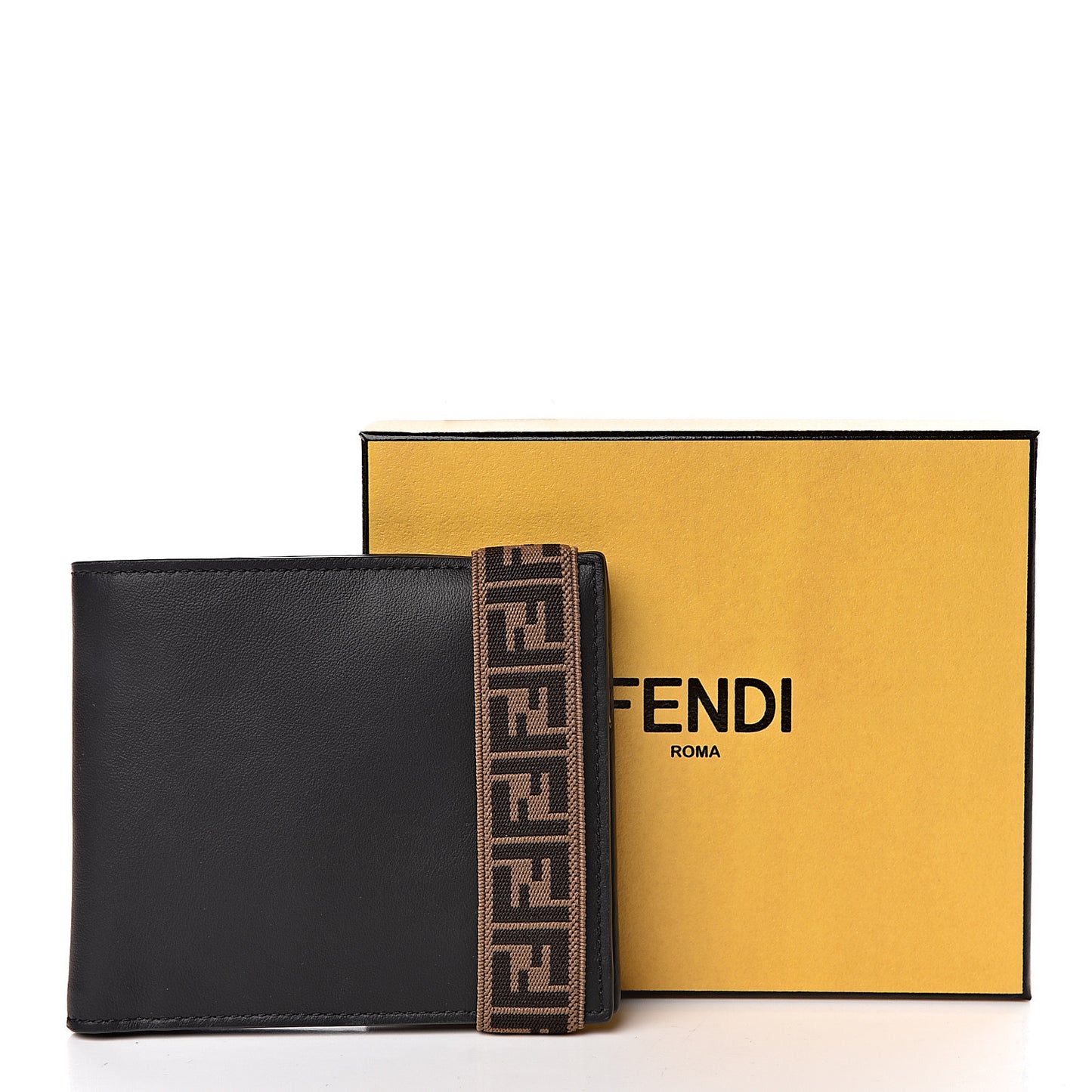 Vitello Grace Elastic FF Bi-Color Bi-Fold Wallet Black Sunflowers