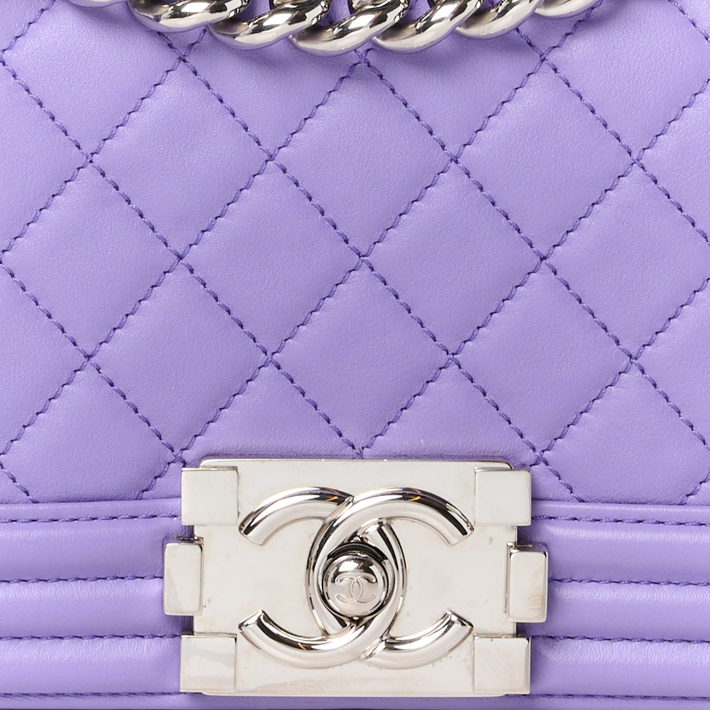Lambskin Quilted Small Boy Flap Purple