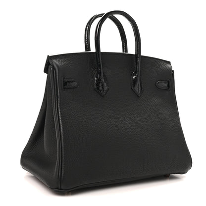 Hermes Togo Shiny Niloticus Crocodile Birkin Touch 25 Black 3 of 11