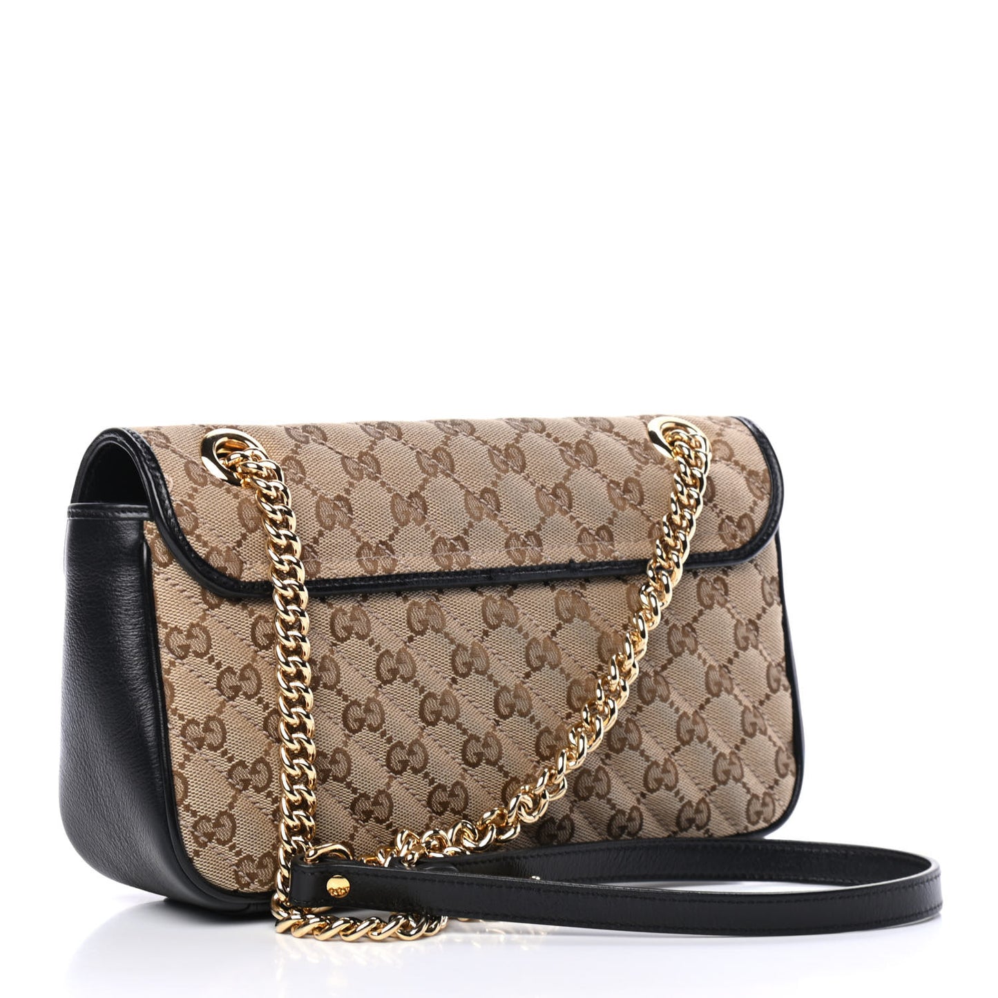 Monogram Matelasse Diagonal Small GG Marmont Shoulder Bag Beige Black