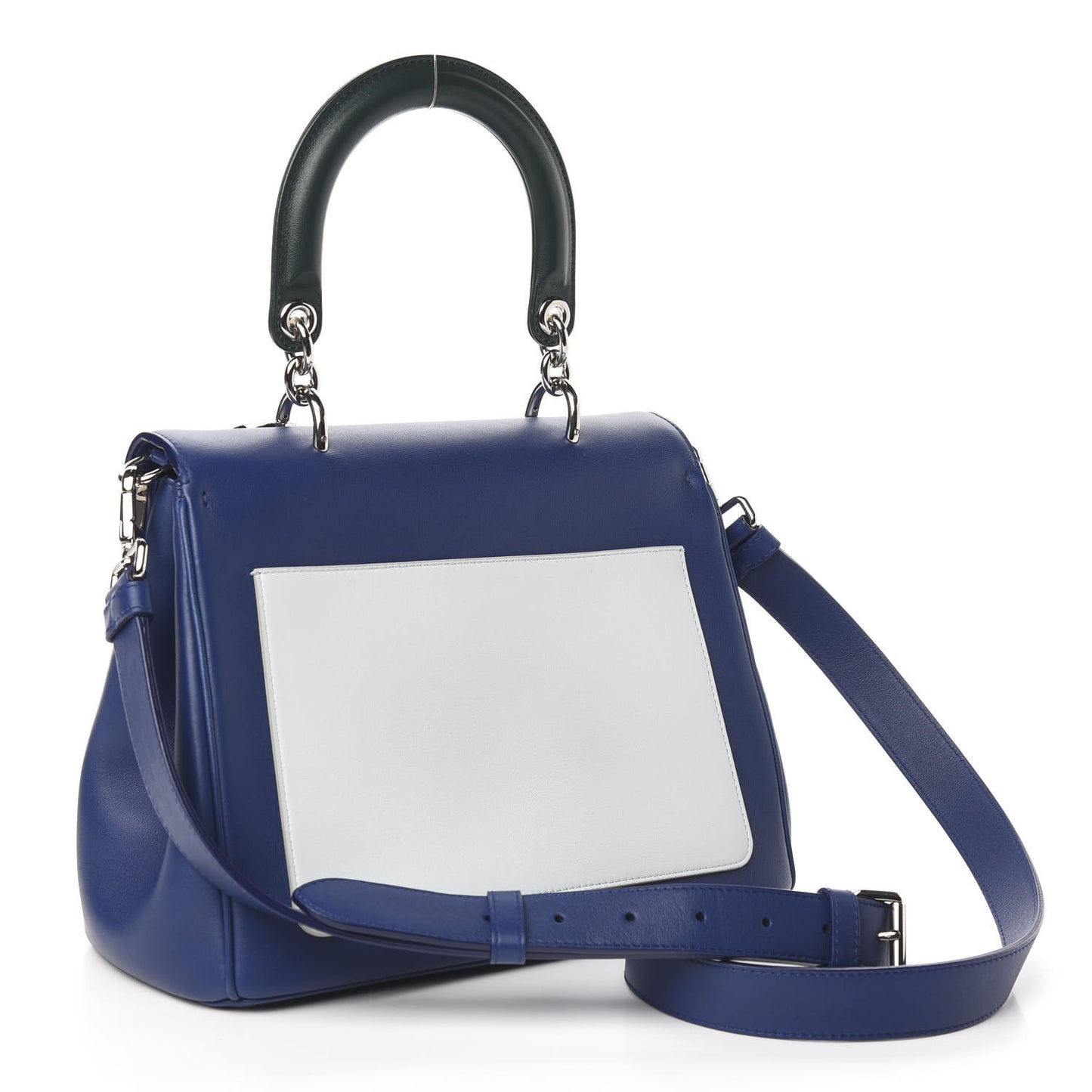 Smooth Calfskin Small Tri-Color Be Dior Flap Blue Celeste Deep Green