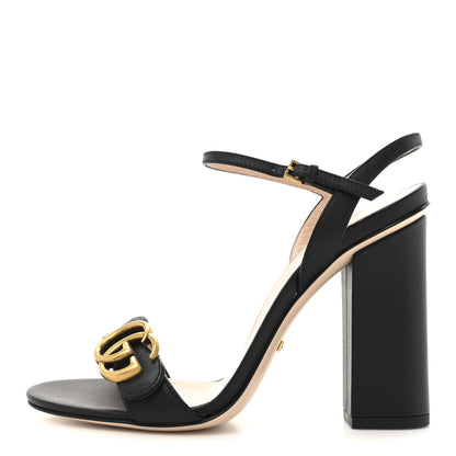 Gucci Lifford Calfskin GG Marmont Ankle Wrap 105mm Sandals 37 Black 1 of 11
