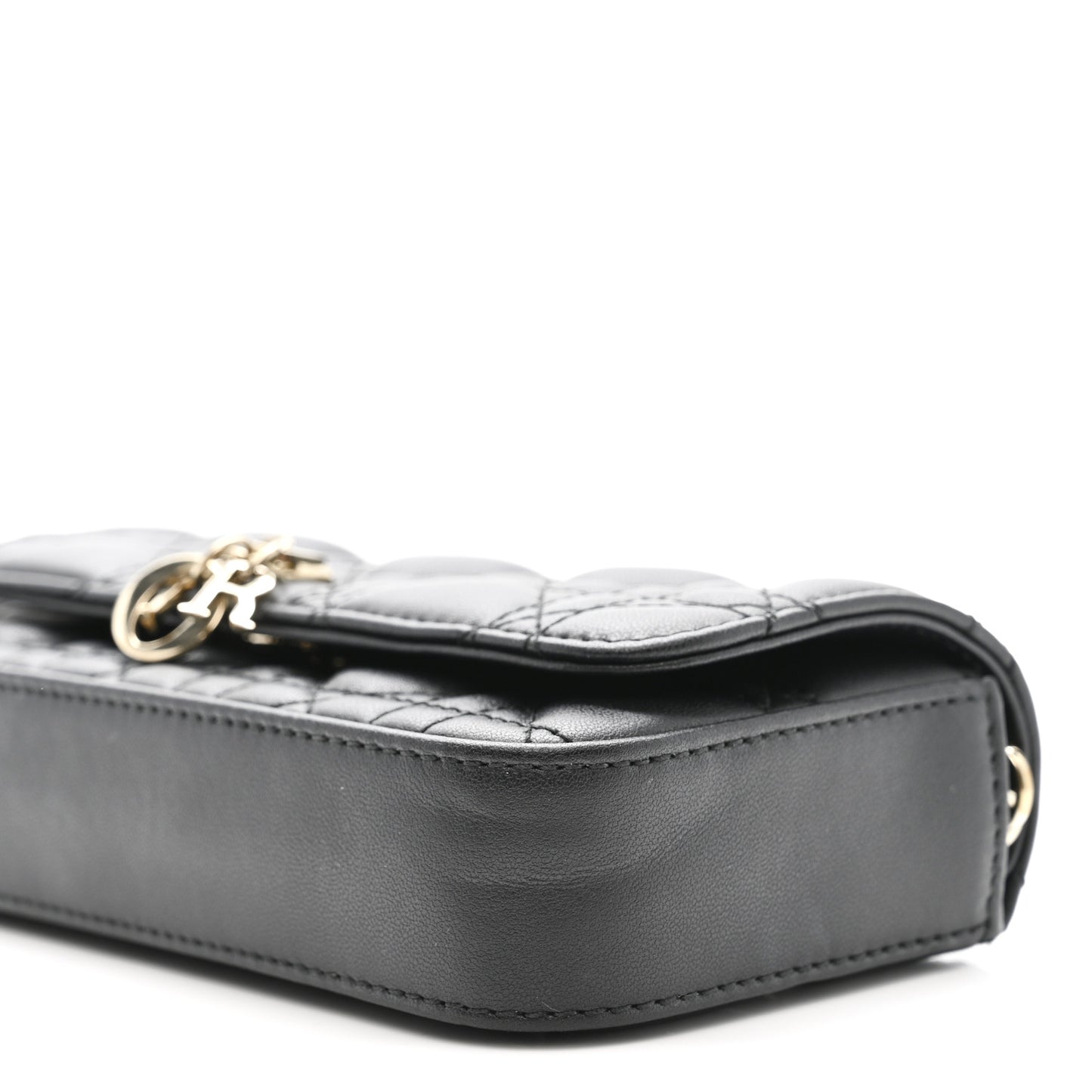 Lambskin Cannage Dior Talk Phone Pouch Black