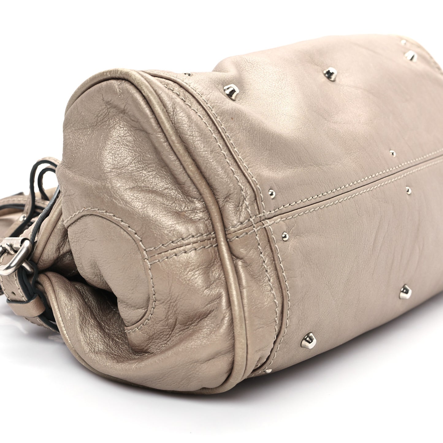 Metallic Calfskin Paddington Satchel Taupe