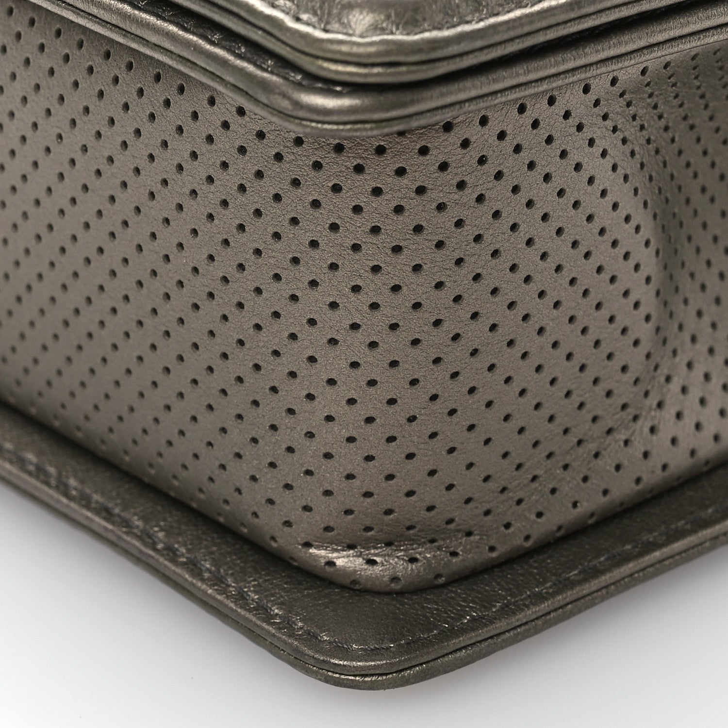 Chanel Metallic Lambskin Perforated Small Boy Flap Dark Silver 10 of 10