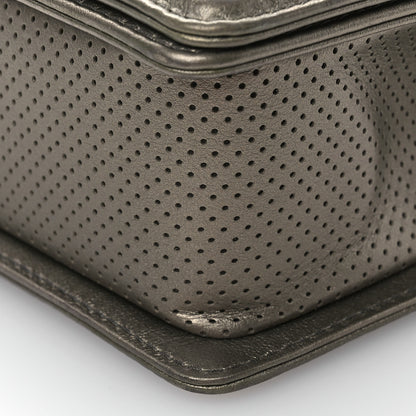 Chanel Metallic Lambskin Perforated Small Boy Flap Dark Silver 10 of 10