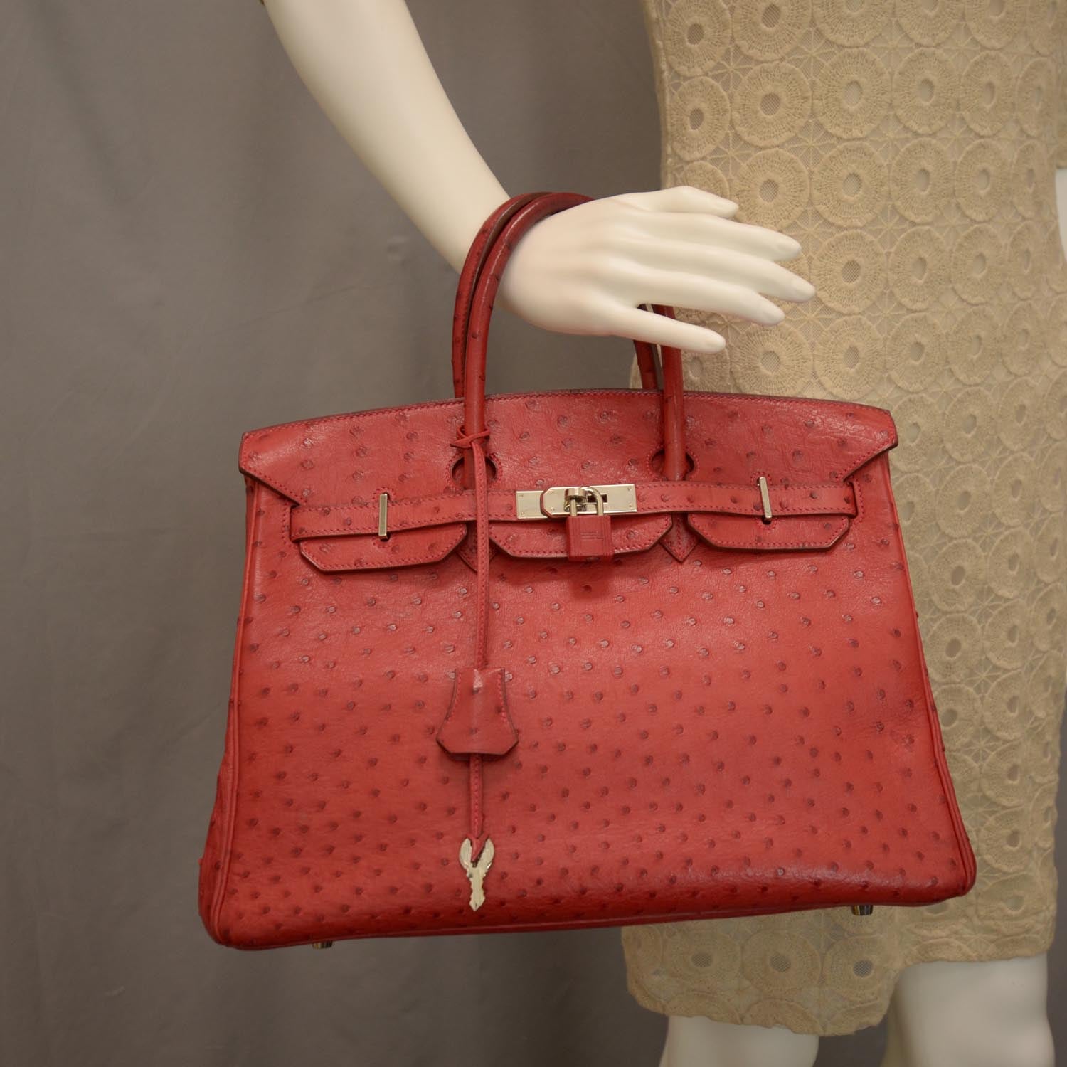Hermes Ostrich Birkin 35 Rouge Vif 2 of 9