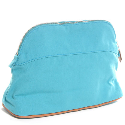 Hermes Cotton Canvas Bolide Travel Cosmetic Pouch Bleu Horizon 3 of 7