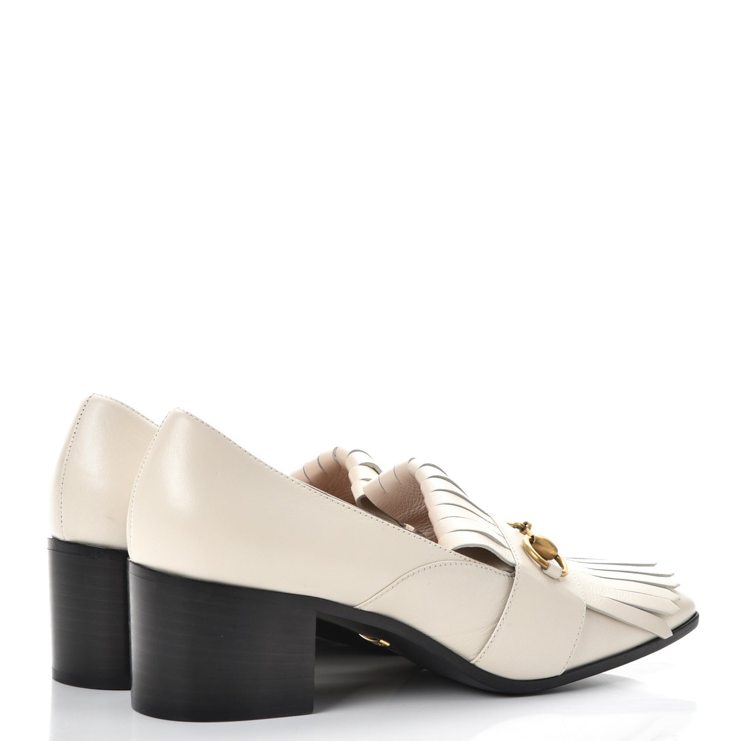 Malaga Kid Polly Kiltie Fringe 55mm Loafer Pumps 40 Mystic White