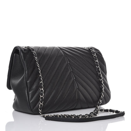 Chanel Caviar Chevron Quilted Large Puffy CC Flap Black 3 of 8