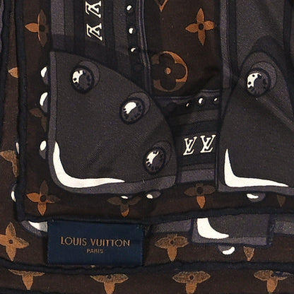 Louis Vuitton Silk Monogram LV World Square Scarf Brown 3 of 4